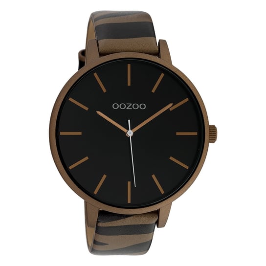 Oozoo damski zegarek na rękę Timepieces analogowy skóra brązowy czarny UOC10242 Oozoo