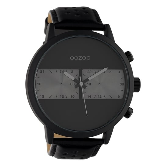 Oozoo męski zegarek na rękę Timepieces skórzany pasek czarny szary UOC10519 Oozoo
