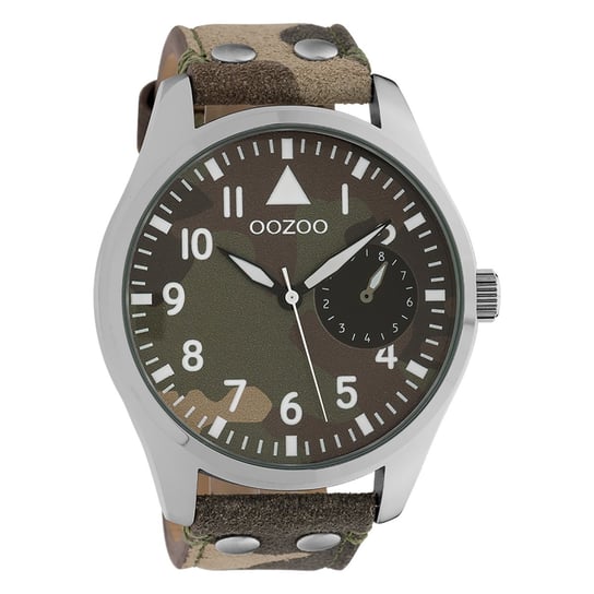 Oozoo Unisex Zegarek na rękę Timepieces Analogowy Skóra kamuflaż zielony UOC10326 Oozoo
