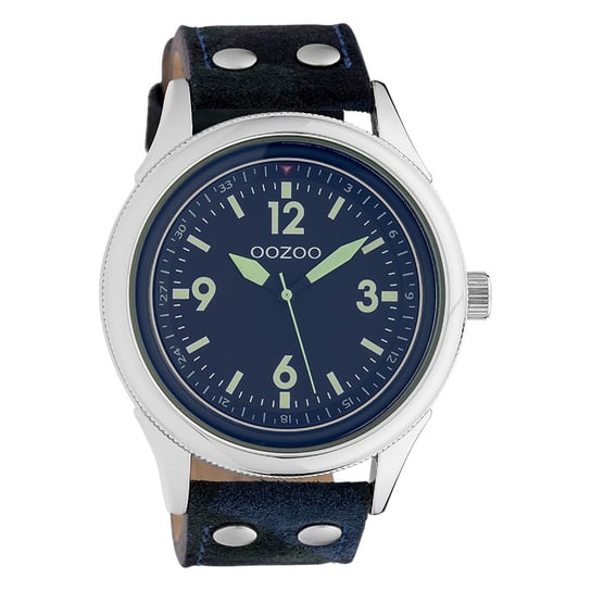 Oozoo Unisex Zegarek na rękę Timepieces Analogowy Skóra niebieski kamuflaż UOC10350 Oozoo