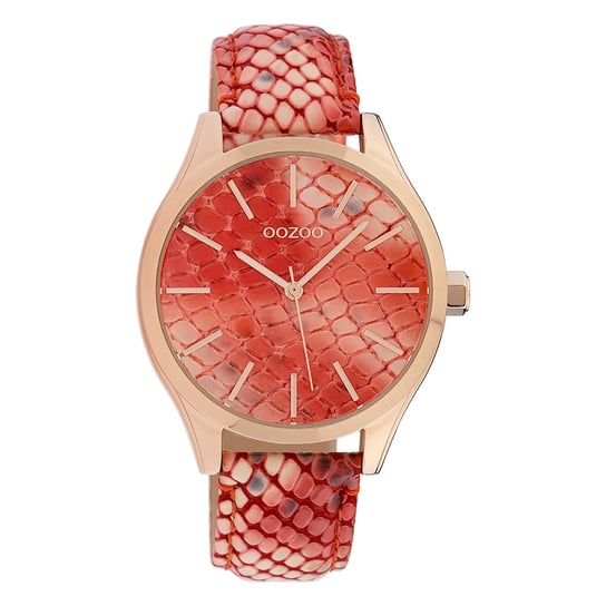 Oozoo zegarek damski Timepieces analogowy skóra czerwony jasny róż UOC10431 Oozoo