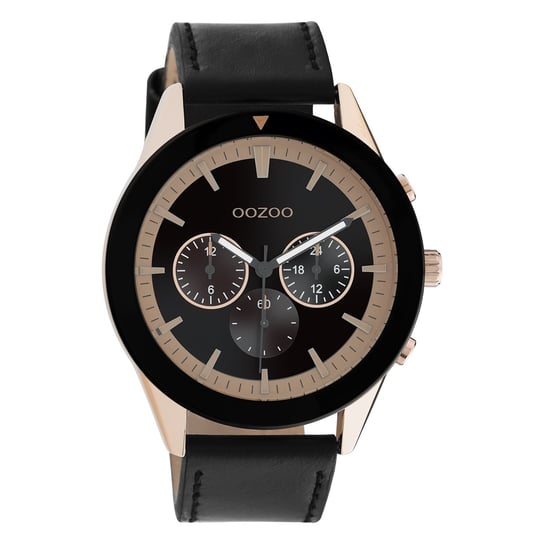 Oozoo zegarek na rękę czarna skóra C10804 Timepieces męski analogowy zegarek kwarcowy UOC10804 Oozoo