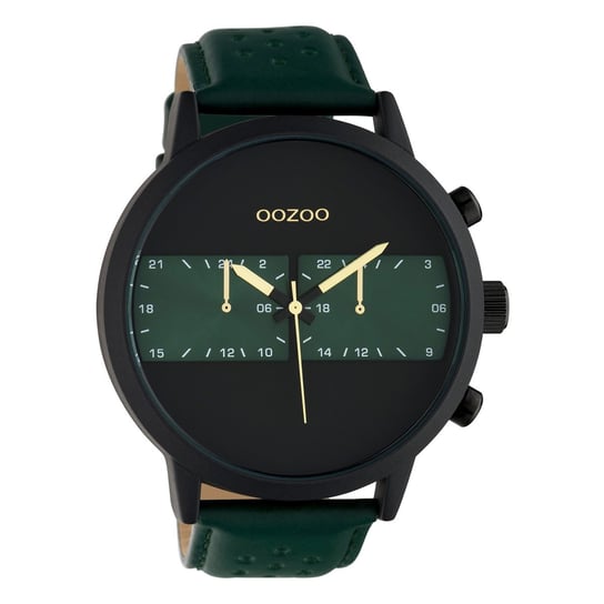 Oozoo zegarek na rękę zielona skóra C10517 Timepieces męski zegarek analogowy kwarcowy UOC10517 Oozoo