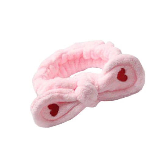 Opaska kosmetyczna do włosów z serduszkami - różowa 1szt eCarla