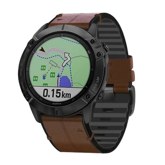 Opaska Pasek Bransoleta Leather Smooth Garmin Fenix 5/5+/6/6 Pro/7 Dark Brown Bestphone