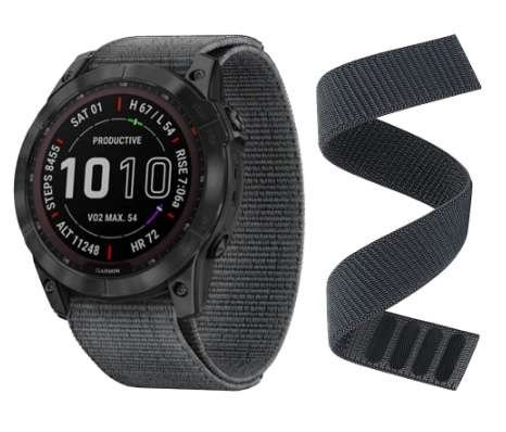 Opaska Pasek Bransoleta Nylon Loop Garmin Fenix 3/5X/3Hr/5X Plus/6X/6X Pro/7X Szara Bestphone