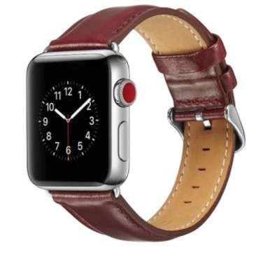 Opaska Pasek Bransoletka Genue Leather Apple Watch 1/2/3/4/5/6/7/8/Ultra/Se 42/44/45/49Mm Bordowa Bestphone