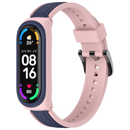 Opaska pasek silikonowy do Xiaomi Mi Band 3/4/5/6 "Granatowo-różowy" DreamLab