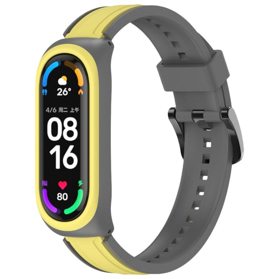 Opaska pasek silikonowy do Xiaomi Mi Band 3/4/5/6 "Szaro-żółty" DreamLab