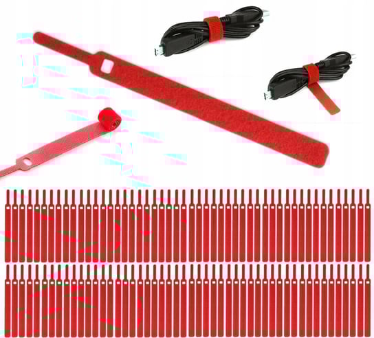 Opaska rzep organizer kabli mocny z wąską końcówką 150x12mm 100 szt 14m! DKM