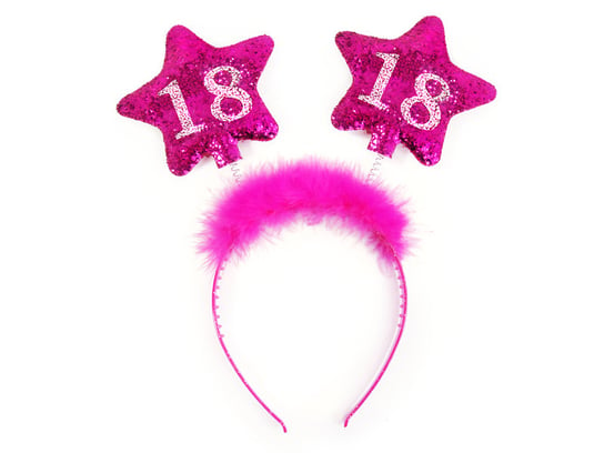 Opaska, Urodziny 18, różowa, rozmiar uniwersalny PartyDeco