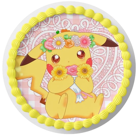 OPŁATEK NA TORT POKEMON PIKACHU OKRĄGŁY Z NAPISEM Inna marka
