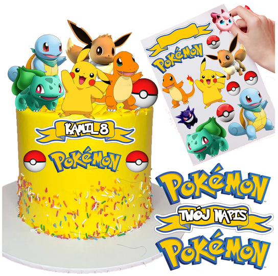 OPŁATEK NA TORT POKEMON PIKACHU ZESTAW POSTACI Z NAPISEM POSTACIE + NAPIS Inna marka