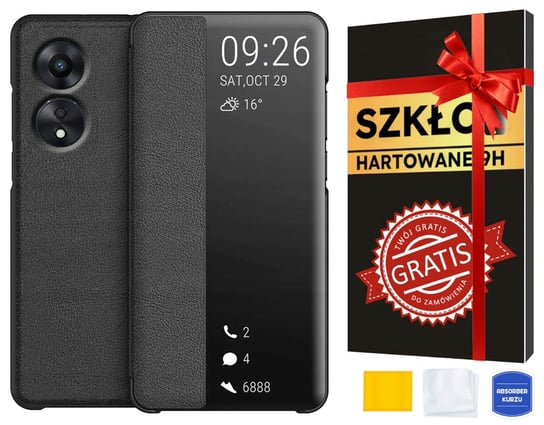 Oppo A78 5G | Etui SMART VIEW LEATHER (Czarny) + SZKŁO 2,5D YouTab