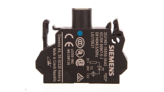 Oprawka z LED niebieska 24V AC/DC montaż czołowy przyłącze sprężynowe Sirius ACT 3SU1401-1BB50-3AA0 Siemens