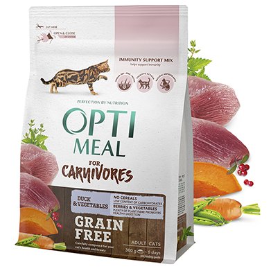 OPTIMEAL Bezzbożowa Sucha karma dla kotów - kaczka i warzywa 300 g Optimeal