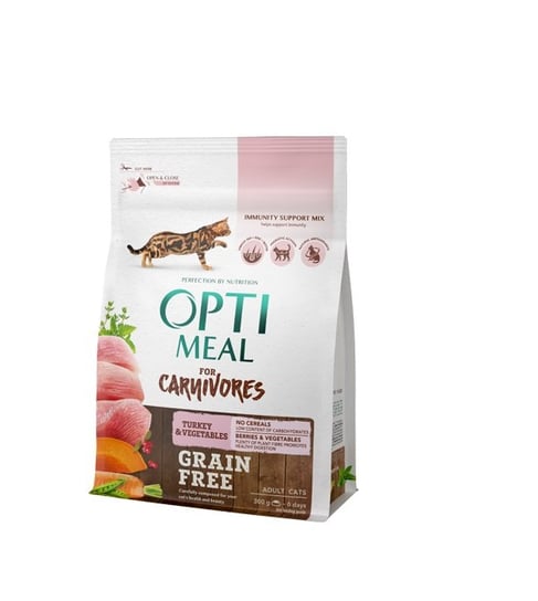 OPTIMEAL bezzbożowa sucha karma dla kotów z indykiem i warzywami 300 g Optimeal