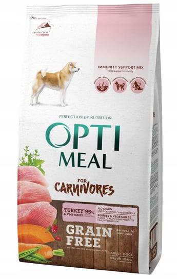 OPTIMEAL GRAIN FREE bezzbożowa pełnowartościowa sucha karma dla dorosłych psów wszystkich ras - indyk i warzywa 10 kg Optimeal