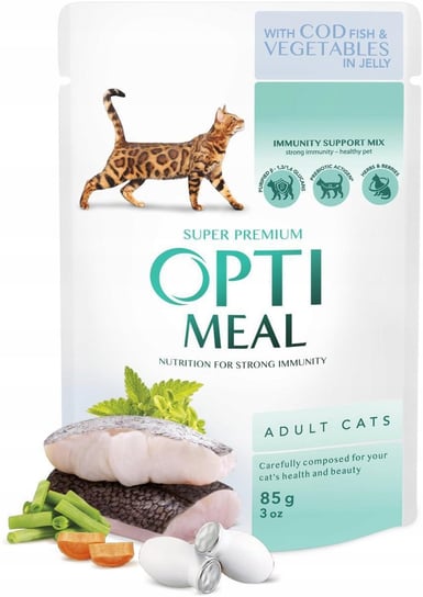 OPTIMEAL mokra karma dla kotów - Dorsz z warzywami w galarecie 12 x 85 g Optimeal