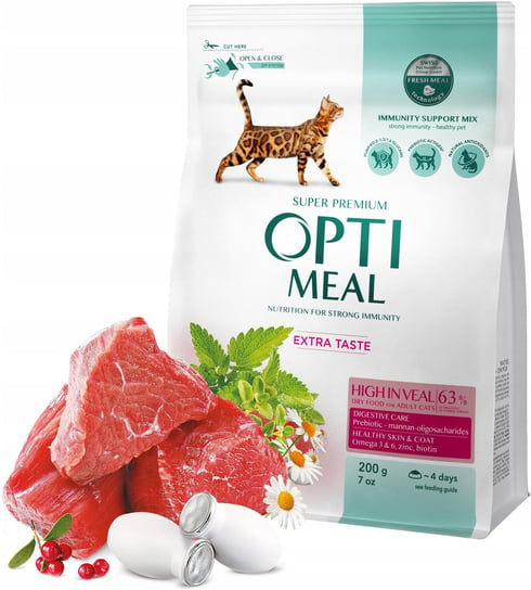 OPTIMEAL sucha karma dla kotów z cielęciną 200 g Optimeal