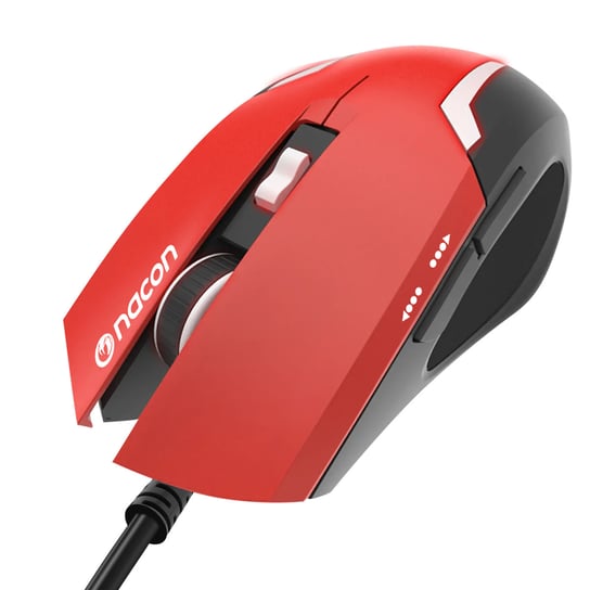 Optyczna mysz do gier 2400dpi, przewodowa USB z 6 przyciskami LED, Nacon GM-105 - czerwona 