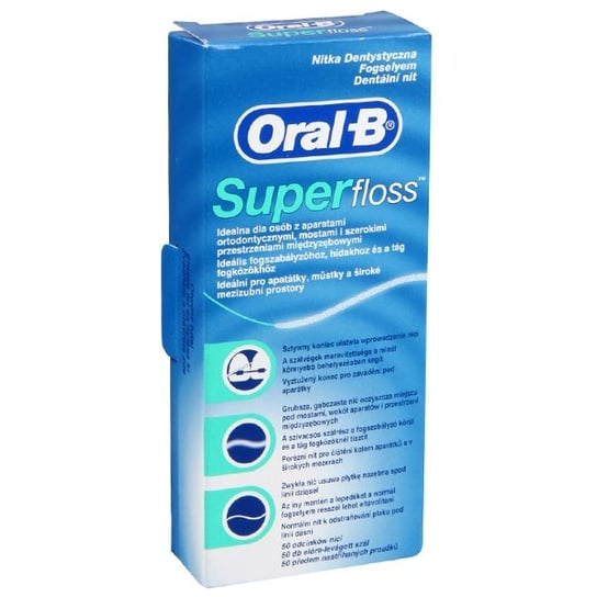 Oral-B, Super Floss, ortodontyczna nić dentystyczna, 50 szt. Oral-B