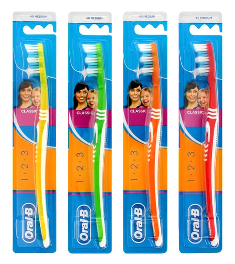 Oral B, Szczoteczka Do Zębów 1-2-3 Classic - Medium- Mix Kolorów Oral B