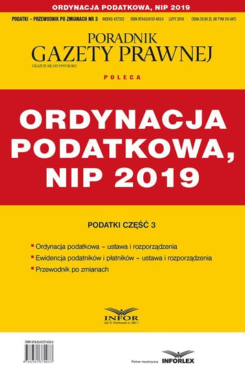 Ordynacja podatkowa, NIP 2019. Podatki. Część 3 - ebook PDF Opracowanie zbiorowe