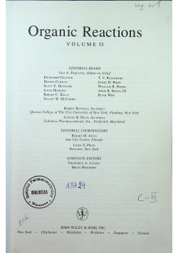 Organic reactions volume 53 Opracowanie zbiorowe