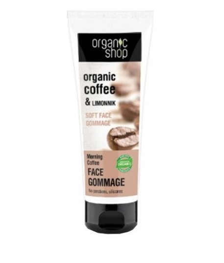 Organic Shop, delikatny peeling do twarzy Kawa i Limonka, 75 ml Organic Shop