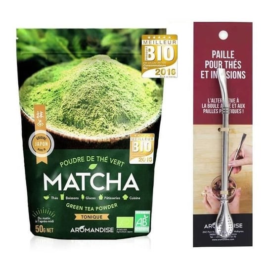 Organiczna zielona herbata Matcha w proszku 50 g + słomka ze stali nierdzewnej z filtrem Inna marka