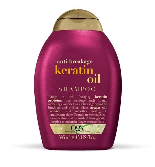 Organix, Keratin Oil, szampon z olejkiem keratynowym zapobiegający łamaniu włosów, 385 ml Organix