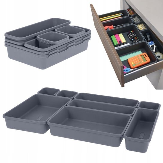 Organizer do szuflady biurka wkład 8 sztuk szary Storage Solutions