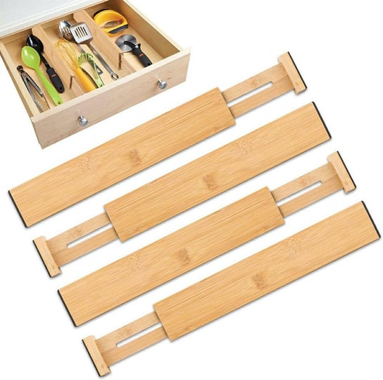 Organizer Do Szuflady Regulowane 4 Przegrody  43-56Cm Drewniane Ag749B Aptel