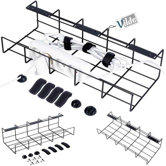 Organizer Na Kable Pod Blat Biurka Metalowy Czarny Vilde