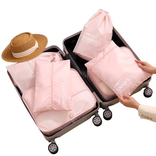 Organizer podróżny na ubrania do walizki różowy 6 elem Inna marka