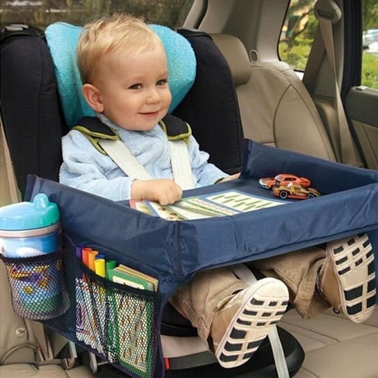 Organizer / stolik podróżny dla dzieci do samochodu - granatowy Hedo