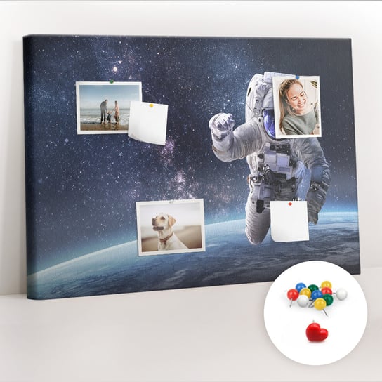 Organizer, Tablica korkowa 100x70 cm + Kolorowe Pinezki - Astronauta Coloray