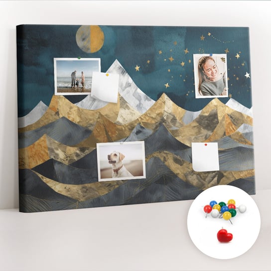 Organizer, Tablica korkowa 100x70 cm + Kolorowe Pinezki - Góry nocą Coloray