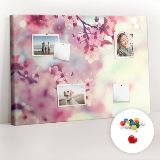 Organizer, Tablica korkowa 100x70 cm + Kolorowe Pinezki - Kwiaty wiosna Coloray
