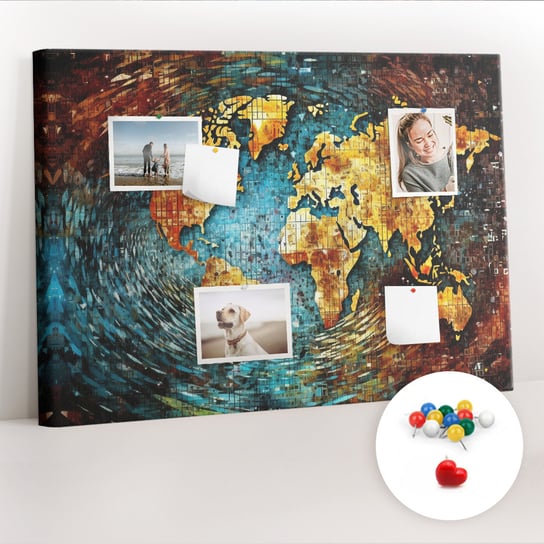 Organizer, Tablica korkowa 100x70 cm + Kolorowe Pinezki - Świat chaosu Coloray