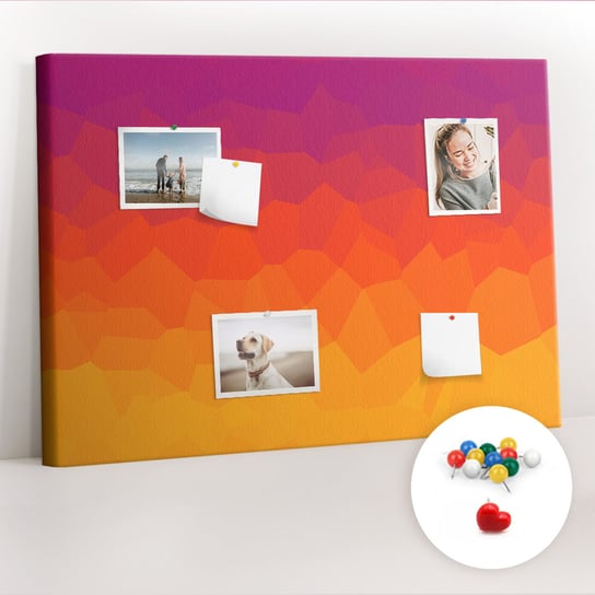 Organizer, Tablica korkowa 100x70 cm + Kolorowe Pinezki - Wschód słońca Coloray