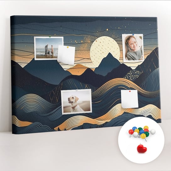 Organizer, Tablica korkowa 100x70 cm + Kolorowe Pinezki - Zachód słońca krajobraz Coloray