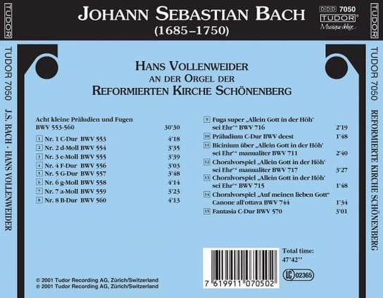 Orgelwerke der Jugendzeit Hans Vollenweider an der Orgel der Reformierten Kirche Schönenberg Various Artists