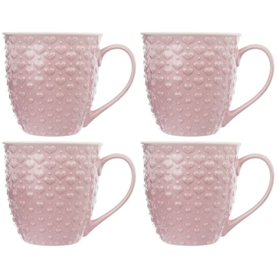 Orion Kubek ceramiczny z uchem do picia kawy herbaty napojów różowy zestaw kubków 580 ml 4 szt. Orion