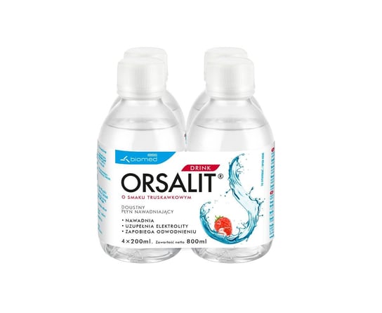 Orsalit Drink, smak truskawkowy, płyn 4 x 200 ml IBSS Biomed