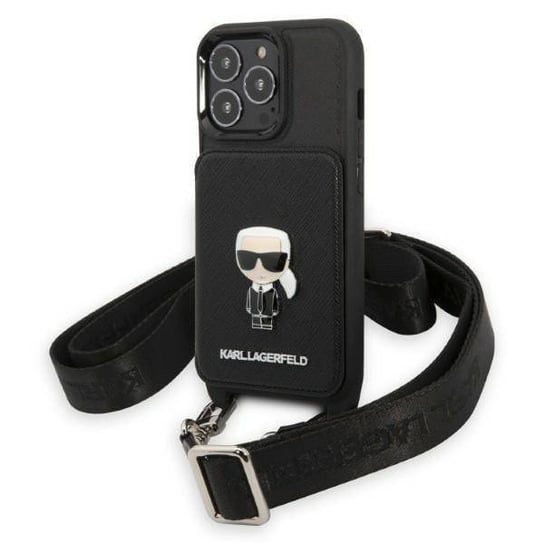 Oryginalne Etui IPHONE 13 PRO Karl Lagerfeld Hardcase Saffiano Metal Ikonik czarne Karl Lagerfeld