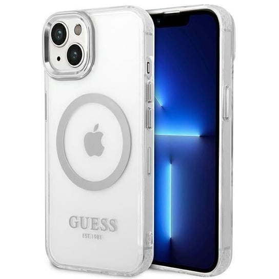 Oryginalne Etui Iphone 14 Guess Hard Case Metal Outline Magsafe (Guhmp14Shtrms) Srebrne GUESS
