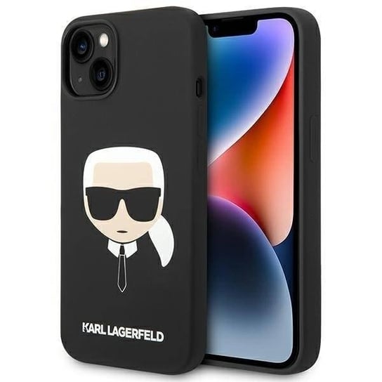 Oryginalne Etui IPHONE 14 Karl Lagerfeld Harcase Silicone Karl's Head Magsafe czarne Karl Lagerfeld