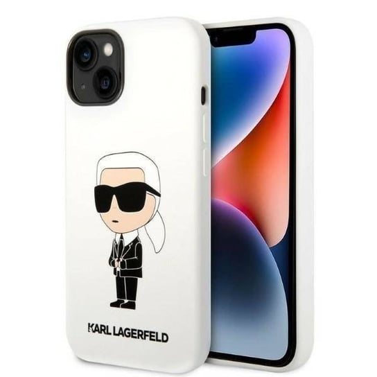 Oryginalne Etui IPHONE 14 Karl Lagerfeld Hardcase Silicone Ikonik (KLHCP14SSNIKBCH) białe Karl Lagerfeld